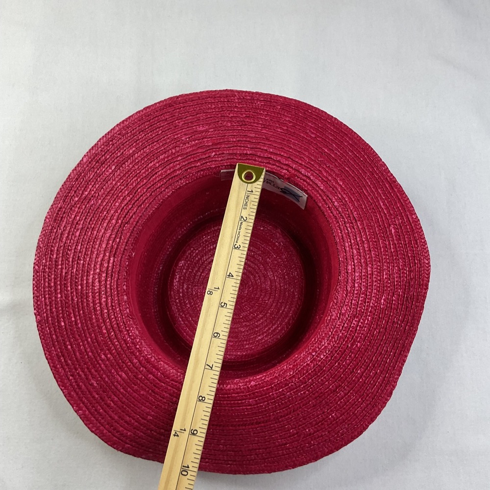 Betmar New York Straw Boater Sun Hat Magenta Pink Wide Brim Bow Summer J165 - Picture 4 of 6